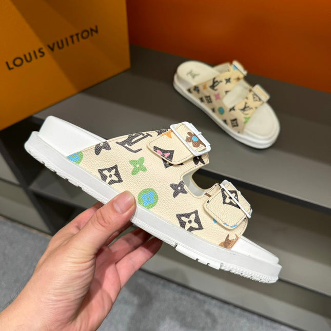 LV DAD SANDAL BEIGE CREAM MONOGRAM CALFSKIN