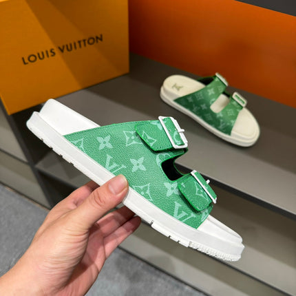 LV DAD SANDAL JADE GREEN MONOGRAM CALFSKIN