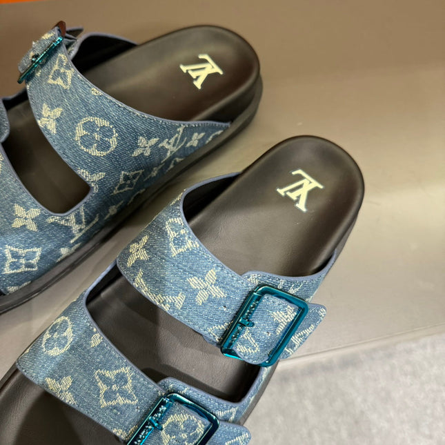 LV DAD SANDAL LIGHT BLUE MONOGRAM DENIM