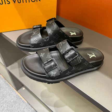 LV DAD SANDAL BLACK MONOGRAM CALFSKIN