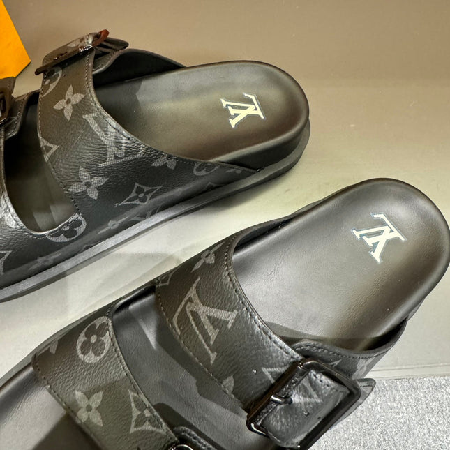 LV DAD SANDAL BLACK MONOGRAM CALFSKIN