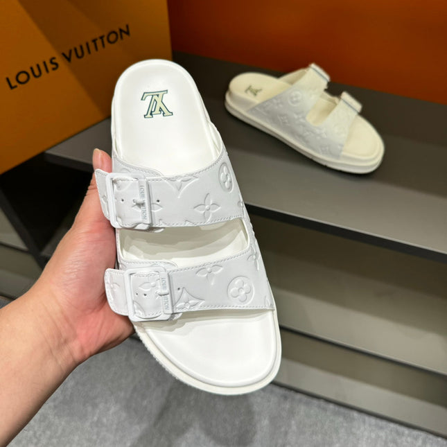 LV DAD SANDAL WHITE EMBOSSED CALFSKIN