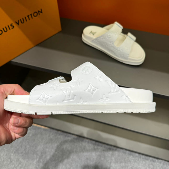 LV DAD SANDAL WHITE EMBOSSED CALFSKIN