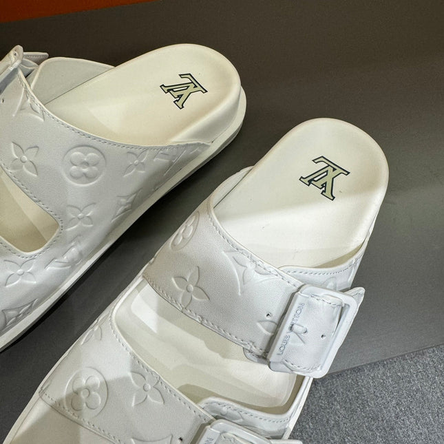 LV DAD SANDAL WHITE EMBOSSED CALFSKIN