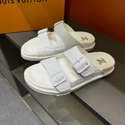 LV DAD SANDAL WHITE EMBOSSED CALFSKIN