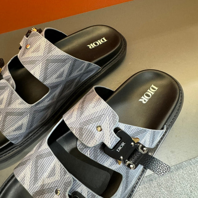 CD DOUBLE H-TOWN SANDAL PALE GRAY CALFSKIN