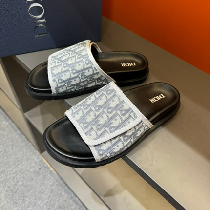 CD VELCRO STRAP SLIPPER LIGHT GRAY JACQUARD
