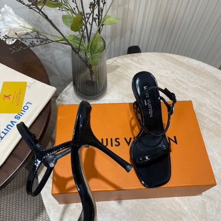 6AM HIGH SANDAL 95 MM IN BLACK PATENT LAMBSKIN