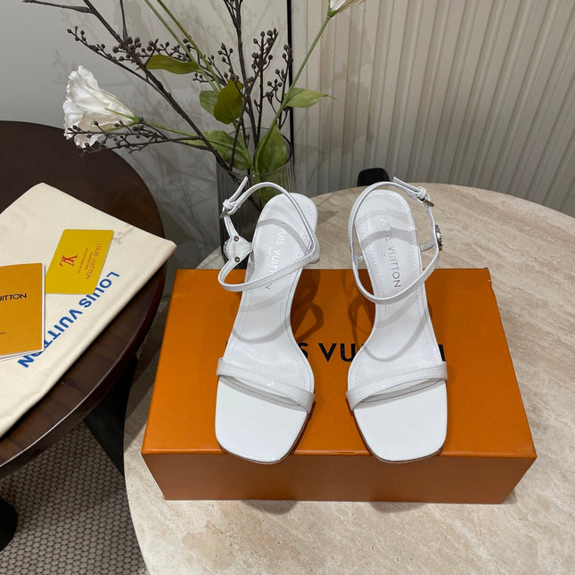 6AM HIGH SANDAL 95 MM IN WHITE PATENT LAMBSKIN