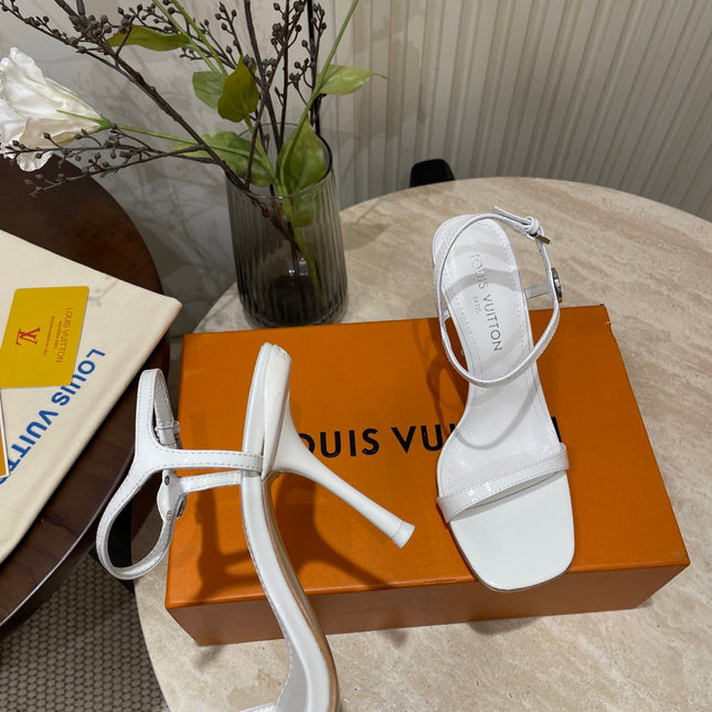 6AM HIGH SANDAL 95 MM IN WHITE PATENT LAMBSKIN