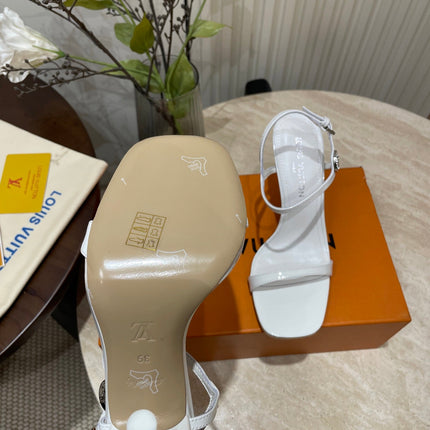 6AM HIGH SANDAL 95 MM IN WHITE PATENT LAMBSKIN