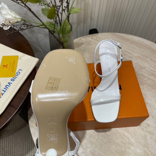 6AM HIGH SANDAL 95 MM IN WHITE PATENT LAMBSKIN