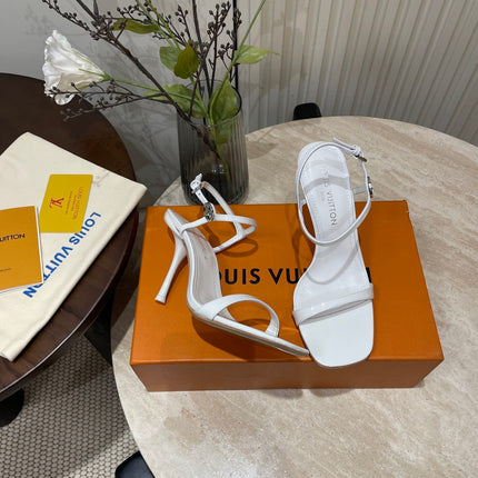 6AM HIGH SANDAL 95 MM IN WHITE PATENT LAMBSKIN