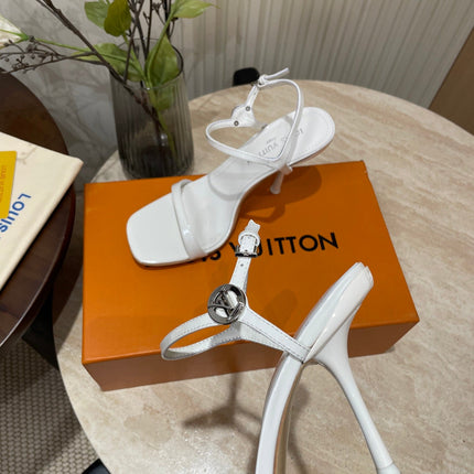 6AM HIGH SANDAL 95 MM IN WHITE PATENT LAMBSKIN
