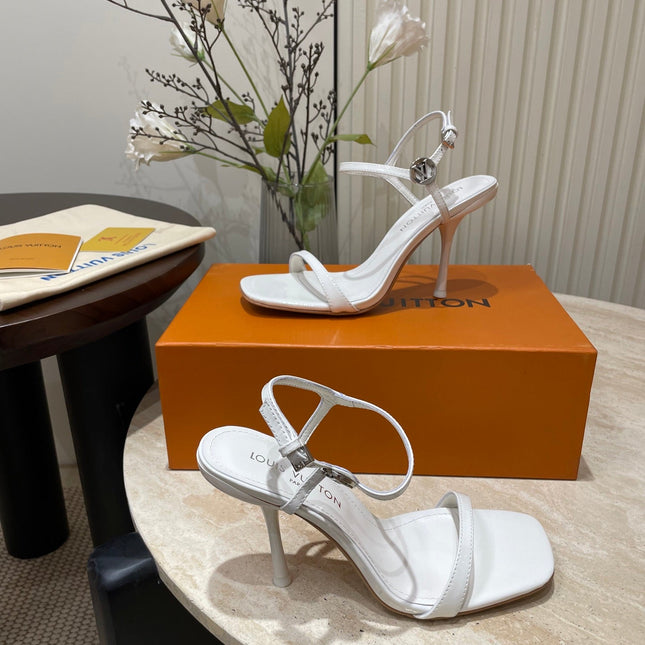 6AM HIGH SANDAL 95 MM IN WHITE PATENT LAMBSKIN