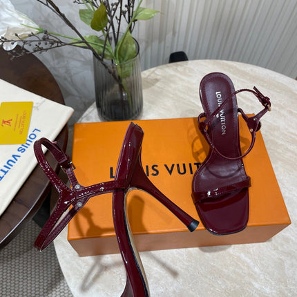 6AM HIGH SANDAL 95 MM IN WINE RED PATENT LAMBSKIN