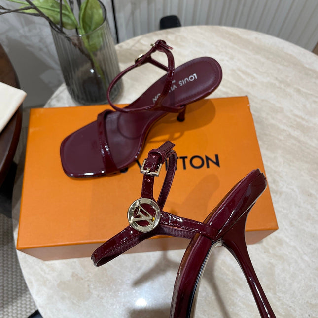 6AM HIGH SANDAL 95 MM IN WINE RED PATENT LAMBSKIN