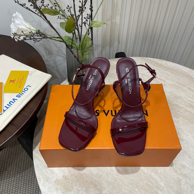6AM HIGH SANDAL 95 MM IN WINE RED PATENT LAMBSKIN