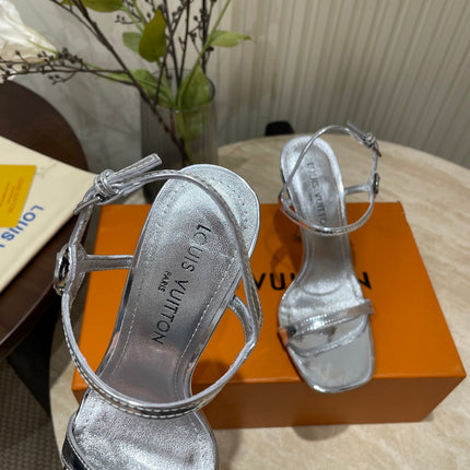6AM HIGH SANDAL 95 MM IN SILVER LAMBSKIN