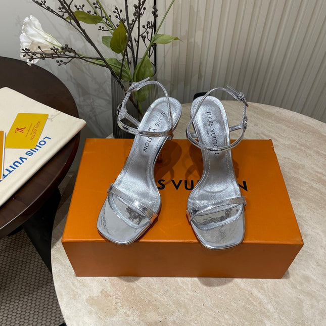 6AM HIGH SANDAL 95 MM IN SILVER LAMBSKIN