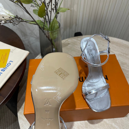 6AM HIGH SANDAL 95 MM IN SILVER LAMBSKIN