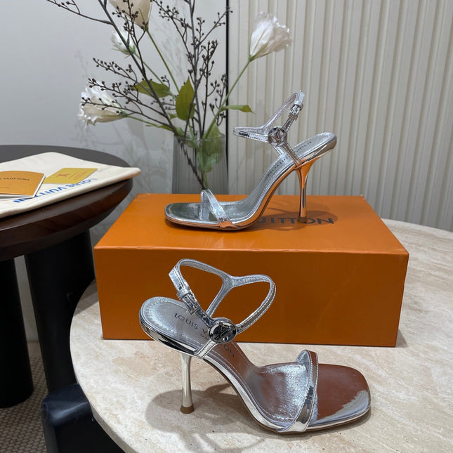 6AM HIGH SANDAL 95 MM IN SILVER LAMBSKIN