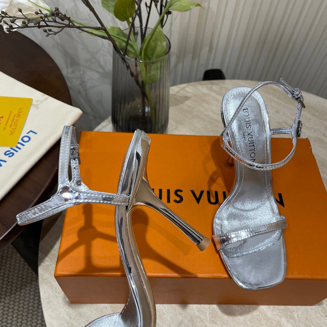 6AM HIGH SANDAL 95 MM IN SILVER LAMBSKIN