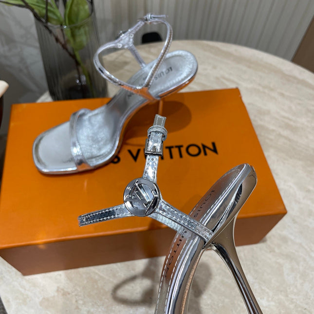 6AM HIGH SANDAL 95 MM IN SILVER LAMBSKIN