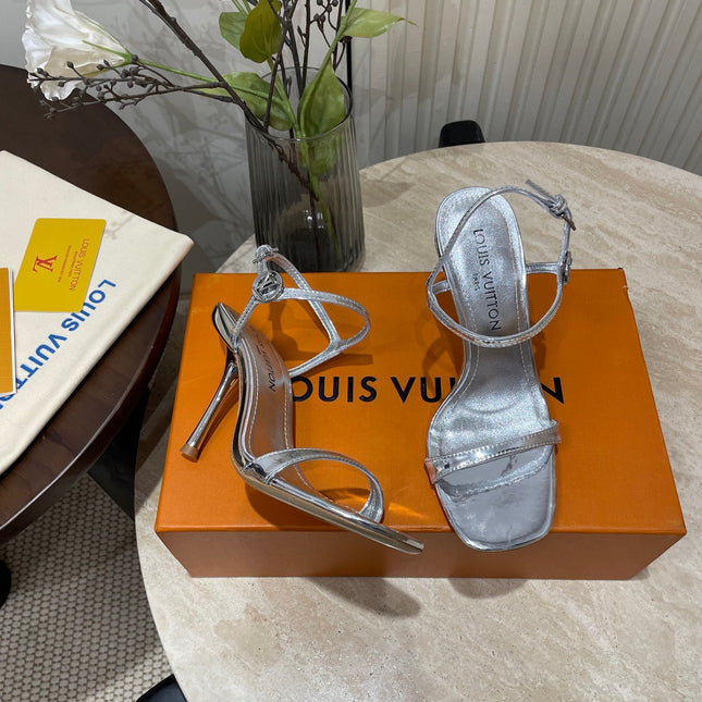 6AM HIGH SANDAL 95 MM IN SILVER LAMBSKIN