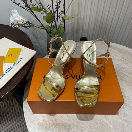 6AM HIGH SANDAL 95 MM IN GOLD LAMBSKIN