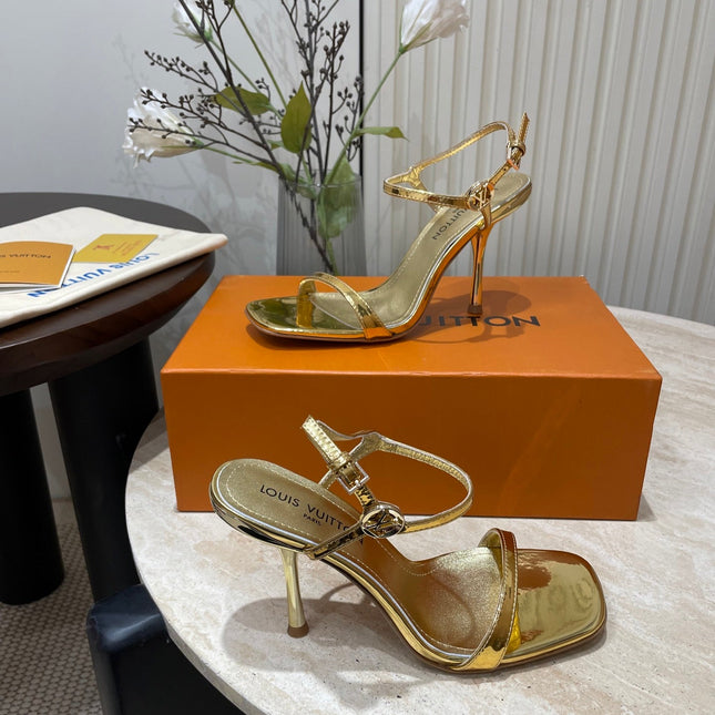 6AM HIGH SANDAL 95 MM IN GOLD LAMBSKIN