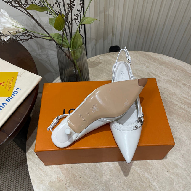HIGH SLINGBACKS 5 CM IN WHITE CALFSKIN