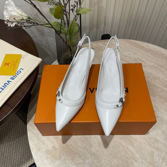 HIGH SLINGBACKS 5 CM IN WHITE CALFSKIN