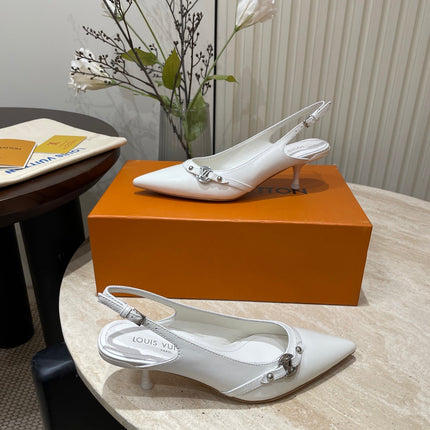 HIGH SLINGBACKS 5 CM IN WHITE CALFSKIN