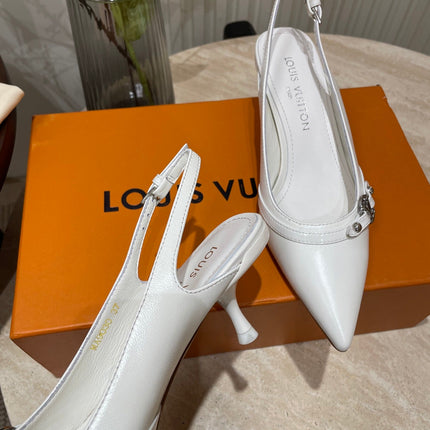 HIGH SLINGBACKS 5 CM IN WHITE CALFSKIN