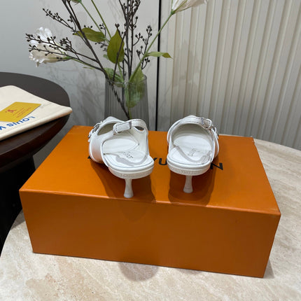 HIGH SLINGBACKS 5 CM IN WHITE CALFSKIN