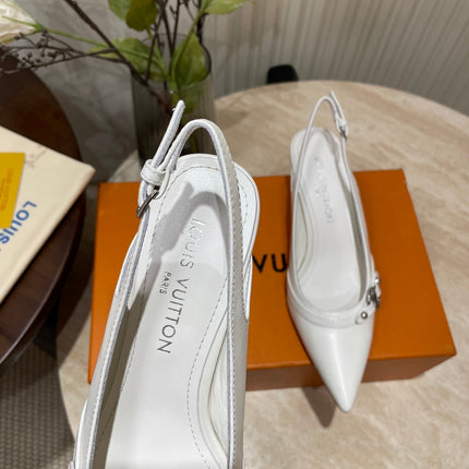 HIGH SLINGBACKS 5 CM IN WHITE CALFSKIN