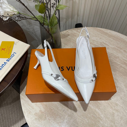 HIGH SLINGBACKS 5 CM IN WHITE CALFSKIN