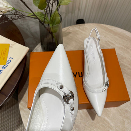 HIGH SLINGBACKS 5 CM IN WHITE CALFSKIN