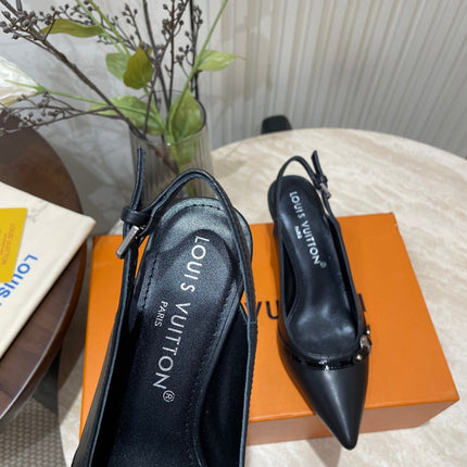 HIGH SLINGBACKS 5 CM IN BLACK CALFSKIN