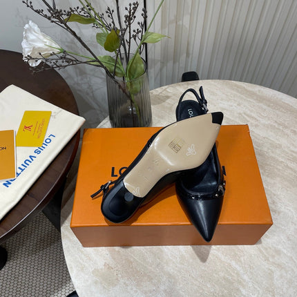 HIGH SLINGBACKS 5 CM IN BLACK CALFSKIN