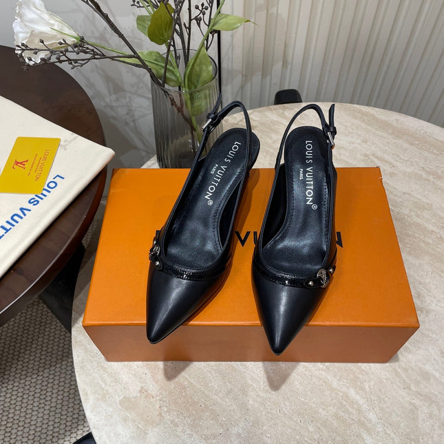 HIGH SLINGBACKS 5 CM IN BLACK CALFSKIN