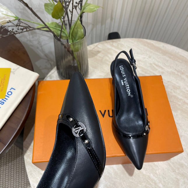 HIGH SLINGBACKS 5 CM IN BLACK CALFSKIN