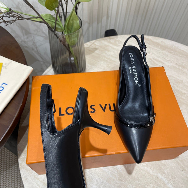 HIGH SLINGBACKS 5 CM IN BLACK CALFSKIN