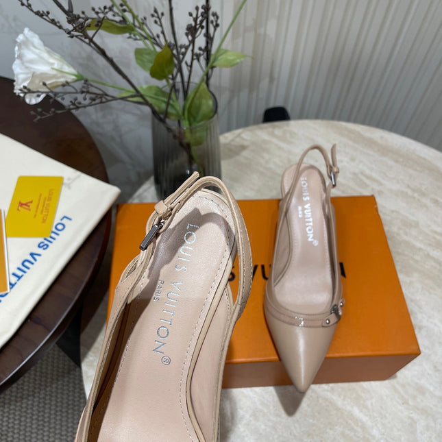 HIGH SLINGBACKS 5 CM IN BEIGE CREAM CALFSKIN