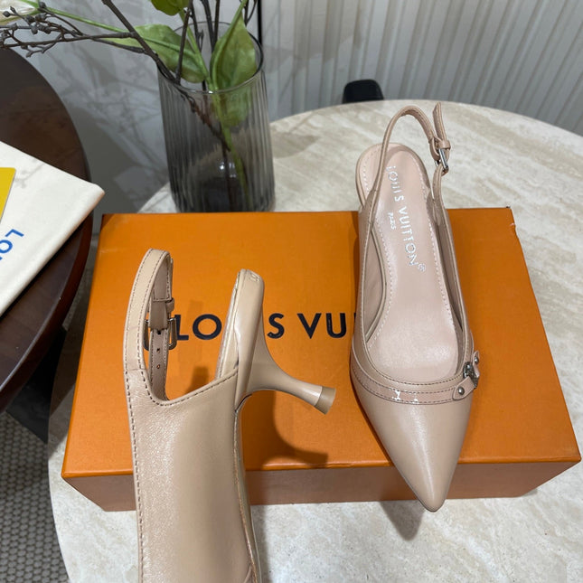HIGH SLINGBACKS 5 CM IN BEIGE CREAM CALFSKIN