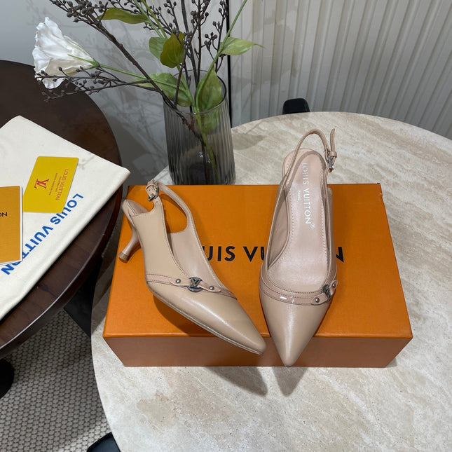 HIGH SLINGBACKS 5 CM IN BEIGE CREAM CALFSKIN