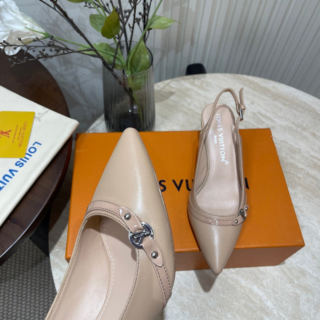 HIGH SLINGBACKS 5 CM IN BEIGE CREAM CALFSKIN