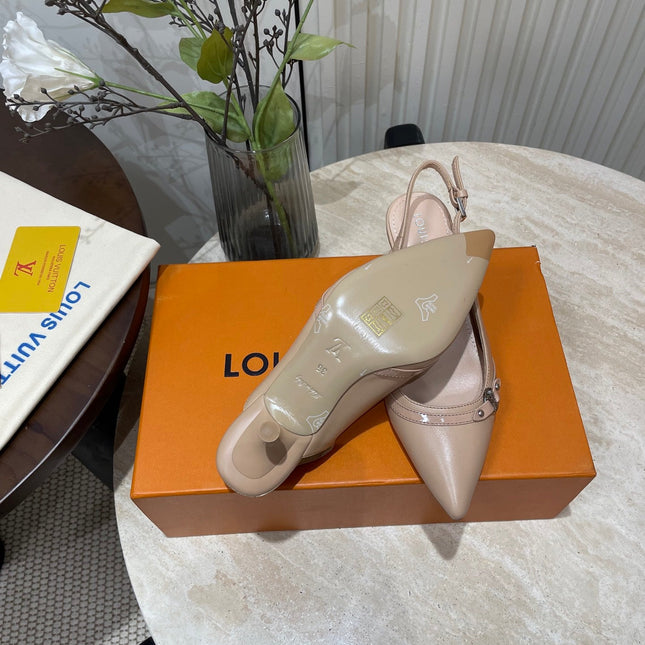 HIGH SLINGBACKS 5 CM IN BEIGE CREAM CALFSKIN