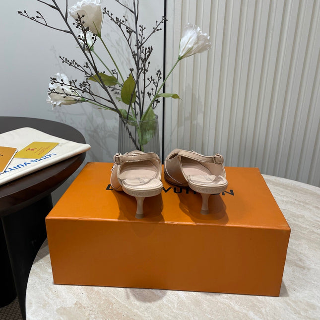 HIGH SLINGBACKS 5 CM IN BEIGE CREAM CALFSKIN